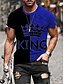 billige Short Sleeve-Herre T skjorte T-skjorter Bokstaver skjøting King Crew-hals Svart / Gul Svart / Grå Hvit Rød Blå 3D-utskrift Store størrelser Avslappet Daglig Kortermet Klær Årgang Elegant og moderne Grunnleggende