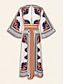 baratos Print Dresses-Bohemian Geometric Satin V Neck Maxi Dress