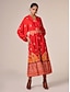 economico Print Dresses-Floral Satin Belted Button Up Maxi Dress