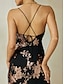 abordables Robes Soirée-Sequin Floral Sleeveless Backless Maxi Dress