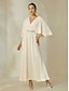 preiswerte Silvester Kleider-Beading Chiffon Half Sleeve Maxi Dress