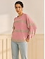 cheap Sweaters-Chenille Set-in Crew Neck Ribbed Knit Sweater