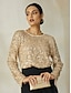 abordables Camiseta-Sequin Split Long Sleeve Blouse