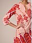 cheap Print Dresses-Ethnic Printing with Pockets notched collar Oversized Bohemia Vacation Maxi Dress