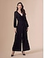 cheap Jumpsuits-Asymmetrical Deep V Wide-legged Jumpsuit