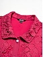 baratos jaquetas e casacos-Button Down Lace Design Shacket