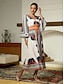 baratos Print Dresses-Bohemian Geometric Satin V Neck Maxi Dress