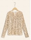 abordables Camiseta-Sequin Split Long Sleeve Blouse