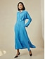 cheap Casual Dresses-100% Cotton Solid Button Up Casual Maxi Shirt Dress