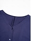 cheap T-shirts-Navy Blue Flare Cuff Sleeve Knot Front Blouse