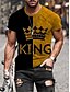 billige Short Sleeve-Herre T skjorte T-skjorter Bokstaver skjøting King Crew-hals Svart / Gul Svart / Grå Hvit Rød Blå 3D-utskrift Store størrelser Avslappet Daglig Kortermet Klær Årgang Elegant og moderne Grunnleggende