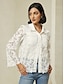 abordables chaquetas y abrigos-Button Down Lace Pocket Shacket