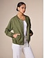 cheap Jackets &amp; Coats-100% Cotton Embroidered Bomber Zipper Crew Neck Jacket