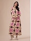 economico Print Dresses-Geometric Notched Collar Maxi Dress