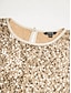 baratos T-shirts-Sequin Split Long Sleeve Blouse