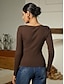 economico T-shirt-Solid Casual Viscose Long Sleeve T shirt