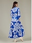 economico Print Dresses-Satin Floral Belted Maxi Dress