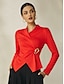 billige Blouses-Metal Knit Ruched Crossover Blouse