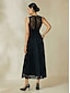 preiswerte Silvester Kleider-Elegant Lace Sleeveless Maxi Dress