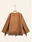 baratos jaquetas e casacos-Brand Suede Design Fringed Material Flare Sleeve Jacket