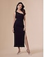 cheap Party Dresses-Black Fringe Irregular Hem One Shoulder Elegant Fashion Dress