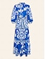 economico Print Dresses-Satin Floral Belted Maxi Dress