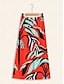 preiswerte Skirts-Ruched Satin Printed Midi Skirt