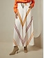 cheap Two Piece Sets-Satin Orange Crossover Collar Blouse &amp; Multi Color Stripe Wide Leg Pants Two Piece Sets