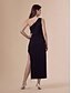 cheap Party Dresses-Black Fringe Irregular Hem One Shoulder Elegant Fashion Dress