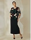 baratos Vestidos de Renda-Embroidered Floral Sleeveless Maxi Dress