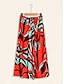 cheap Skirts-Satin Ruched Printing Elegant Midi Skirt