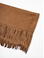 cheap Jackets &amp; Coats-Suede Fringed Flare Cuff Sleeve Jacket