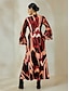 cheap Print Dresses-Geometric Boho Style U Neck Maxi Dress