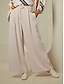 cheap Two Piece Sets-Satin Multi Color Stripe Slash Neck Blouse &amp; Beige Casual Daily Pants Two Piece Sets