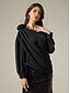 cheap Blouses-Chiffon Slash Neck Drop Shoulder Bishop Sleeve Elegant Blouse