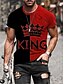 billige Short Sleeve-Herre T skjorte T-skjorter Bokstaver skjøting King Crew-hals Svart / Gul Svart / Grå Hvit Rød Blå 3D-utskrift Store størrelser Avslappet Daglig Kortermet Klær Årgang Elegant og moderne Grunnleggende