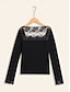 preiswerte T-Shirts-Square Neck Cotton Lace Long Sleeve T shirt