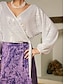 preiswerte Blouses-Sequin Glitter Wrap Bishop Sleeve Blouse