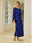 baratos Vestidos de Renda-Solid Long Sleeve Maxi Dress