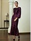 cheap Party Dresses-Sequin Burgundy Juliet Sleeve Maxi Dress