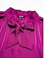 cheap Two Piece Sets-Satin Solid Blouse &amp; Straight Full Length Casual Pants Two Piece Set