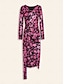 preiswerte Silvester Kleider-Bronzing Floral Long Sleeve Midi Dress