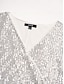 baratos Blouses-Sequin Silver Glitter Wrap Bishop Blouse