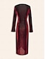 preiswerte Silvester Kleider-Glitter Ruched Vintage Midi Dress