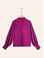 abordables Blouses-Solid Satin Lantern Sleeve Blouse