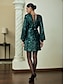 cheap Party Dresses-Sequin Tie Back Dark Green Elegant Mini Dress