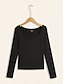 billige T-shirts-Solid Casual Long Sleeve T shirt in Viscose