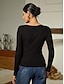 billige T-shirts-Solid Casual Long Sleeve T shirt in Viscose