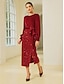 cheap Party Dresses-Sequin Velvet Burgundy Tie Front Christmas Elegant Party Midi Dress