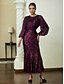 cheap Party Dresses-Sequin Burgundy Juliet Sleeve Maxi Dress